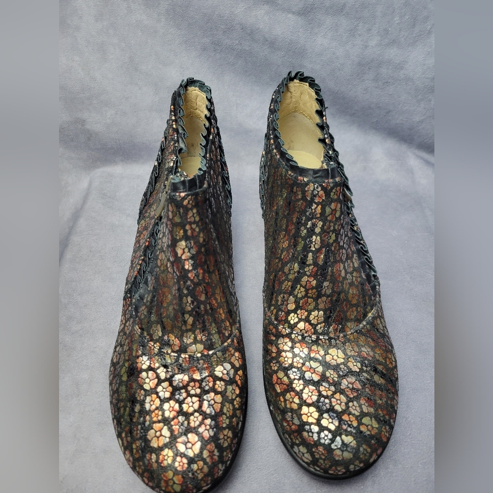 Alegria Hannah Autumn Poppy‎ Ankle Boots Metallic Ruffle EU Size 40 / US 10 - Picture 3 of 8